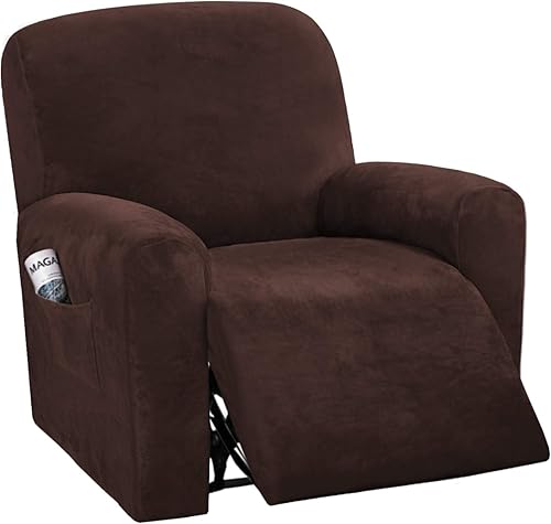 Miniatura 11 de H.VERSAILTEX Fundas Elásticas de Terciopelo para Sofá Reclinable Estilo de 4 Piezas Fundas para Sillas Reclinables Funda para Sillón Reclinable