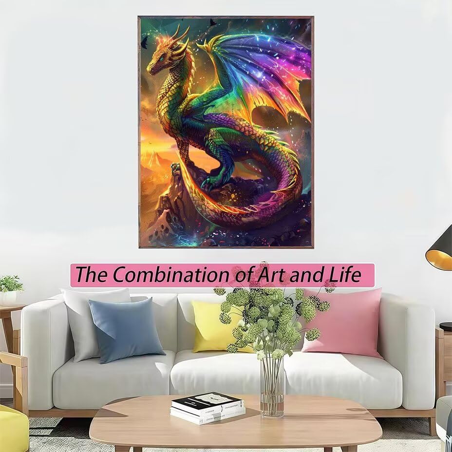 Kit broderie diamant dragon 60x80cm avec accessoires complets 5D art