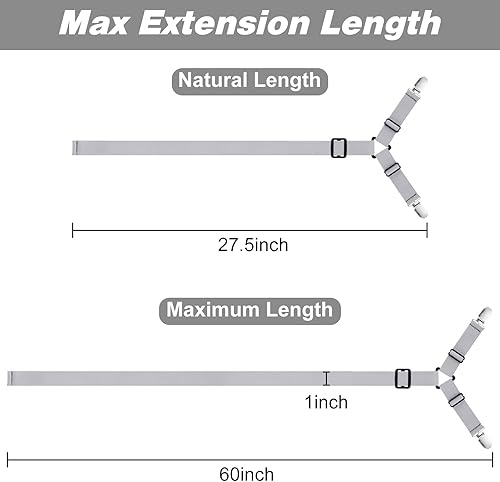 Miniatura 3 de Sujetadores de sábanas ajustables, correas elásticas para sábanas de cama de 6 vías, clips cruzados para sábanas para cama matrimonial, Queen, King,