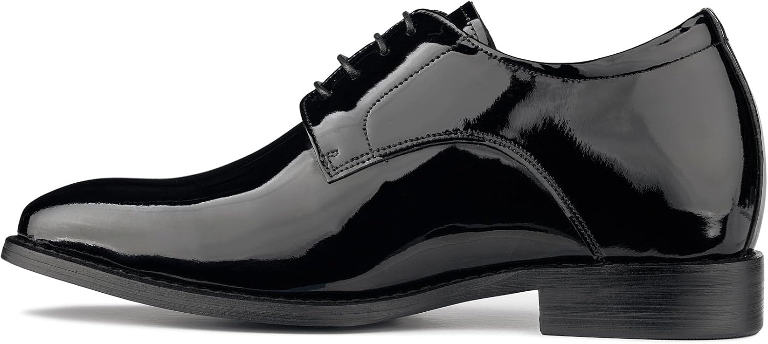 CALTO Men's Invisible Height Increasing Elevator Shoes - Black Patent Leather Lace-up Formal Dress Oxfords - 2.8 Inches Taller - Y7401 - Size 9 D(M) US - Image 4