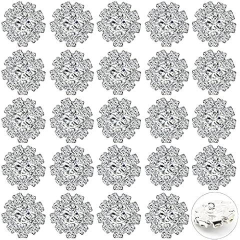 HEUOFST 24-Pack 16MM Clear Rhinestone Sew-On Buttons Cover