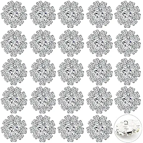 HEUOFST 24-Pack 16MM Clear Rhinestone Sew-On Buttons Cover