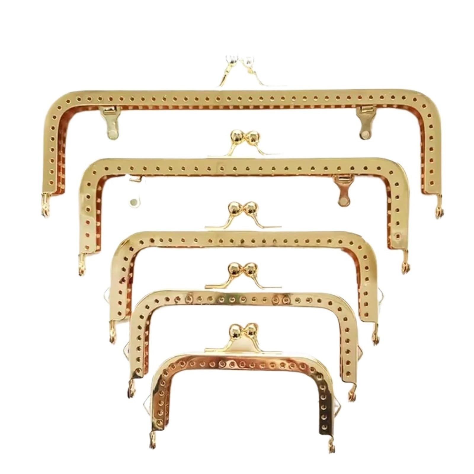 10 asas de metal for bolso de mano, de 8,5 a 18,5 cm, for bolso de mano, accesorios, cierre de beso, 4 colores(Light gold,15.5cm)
