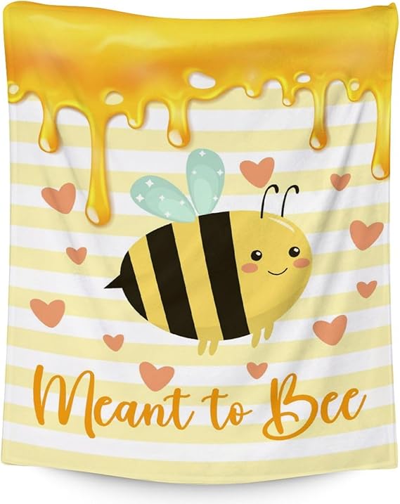 Bee Blanket Gifts, 30"x40" Cute Bee Print Throw for Women Girls, Soft Cozy Warm Flannel for Sofa Bed