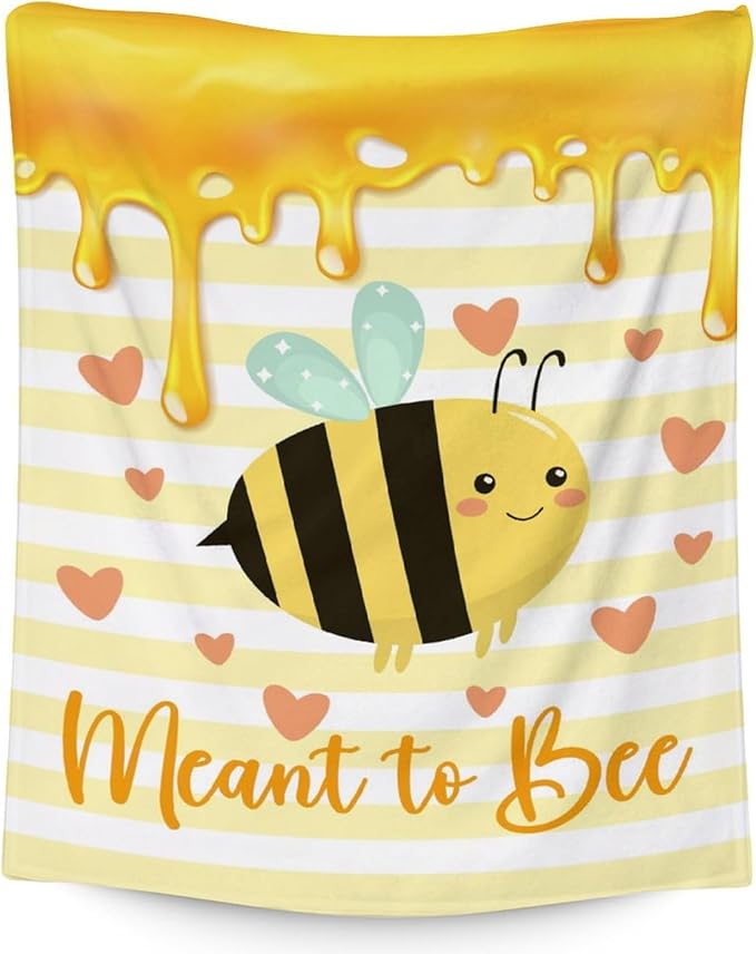 Bee Blanket Gifts, 30"x40" Cute Bee Print Throw for Women Girls, Soft Cozy Warm Flannel for Sofa Bed