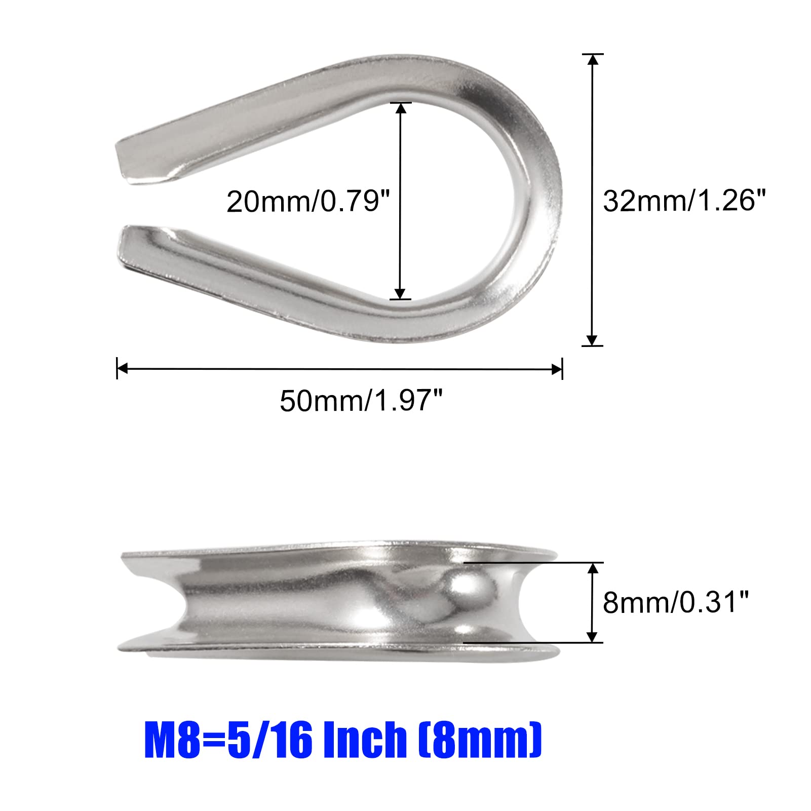 10 Ditali In Acciaio Inox M8 Per Cavi Metallici - SPEEDWOX - Foto 5