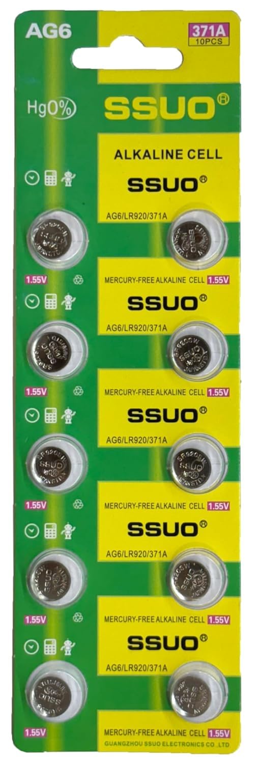 SR920/LR920 Button Cell Batteries (10 Pack) – 1.5V Alkaline & 1.55V Silver Oxide – Replaces AG6, 371, SR920SW, LR69, V371 – Watch & Electronics Battery-image-30
