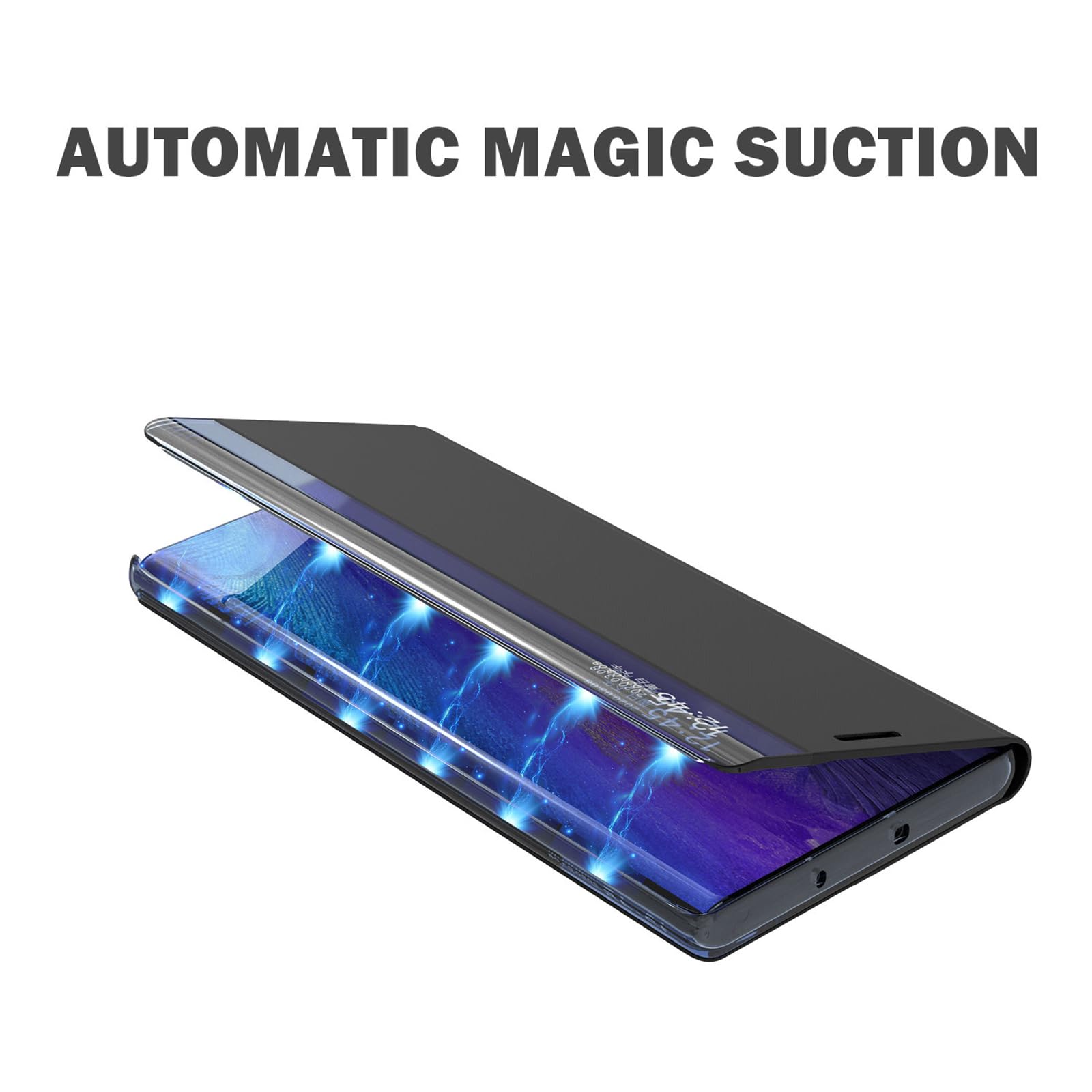 Hülle für Samsung Galaxy S25 Ultra/S25 Plus/S25, Magnetisch Klapp Schutzhülle, Clear Sichtfenster Leder Handyhülle mit Ständer Funktion,Schwarz,S25 Ultra