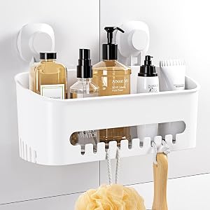 Budget Good Shower Caddy Suction Cup No-Drilling Removable Bathroom Organizer Storage Heavy Duty Shelf Basket for Bath Shampoo