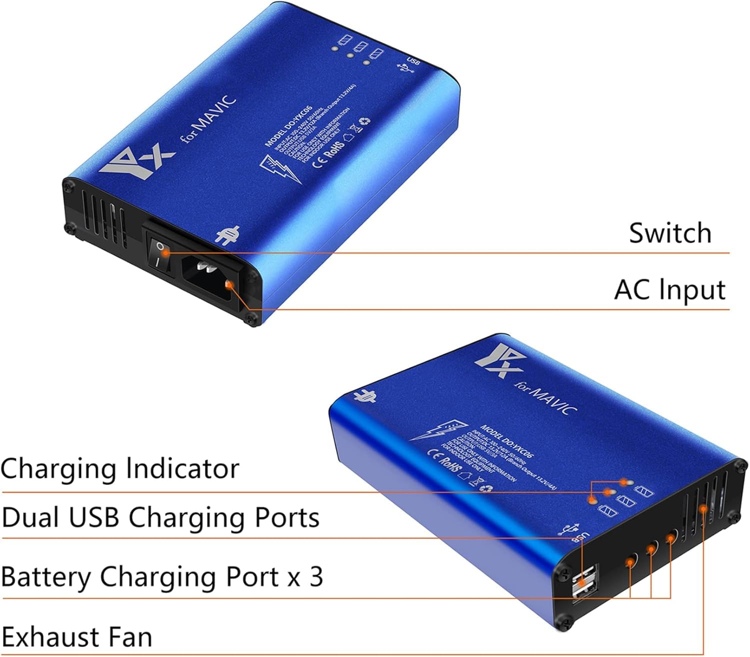 Chargeur de batterie intelligent 5 en 1 pour DJI Mavic Pro Drone Batterie et télécommande
