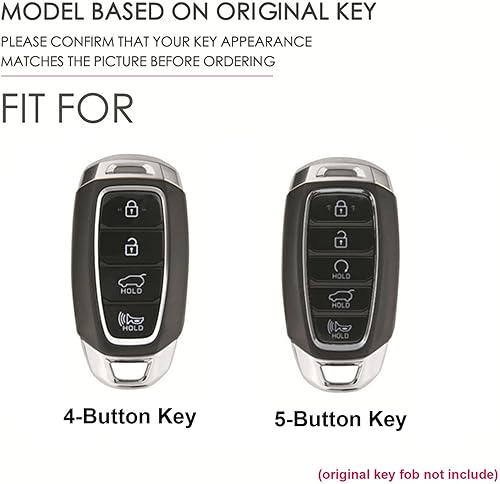 Miniatura 2 de Funda de cuero genuino para llavero de 4 botones para Hyundai KONA 2018-2023 Smart Key Shell Holder Protector (negro)