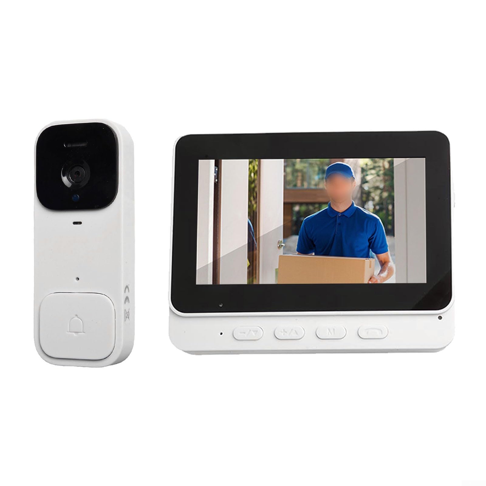 Campanello per video intelligente con display da 4,3 pollici, citofono wireless con telecamera HD bidirezionale per kit di sicurezza domestica alimentato audio nero (bianco)