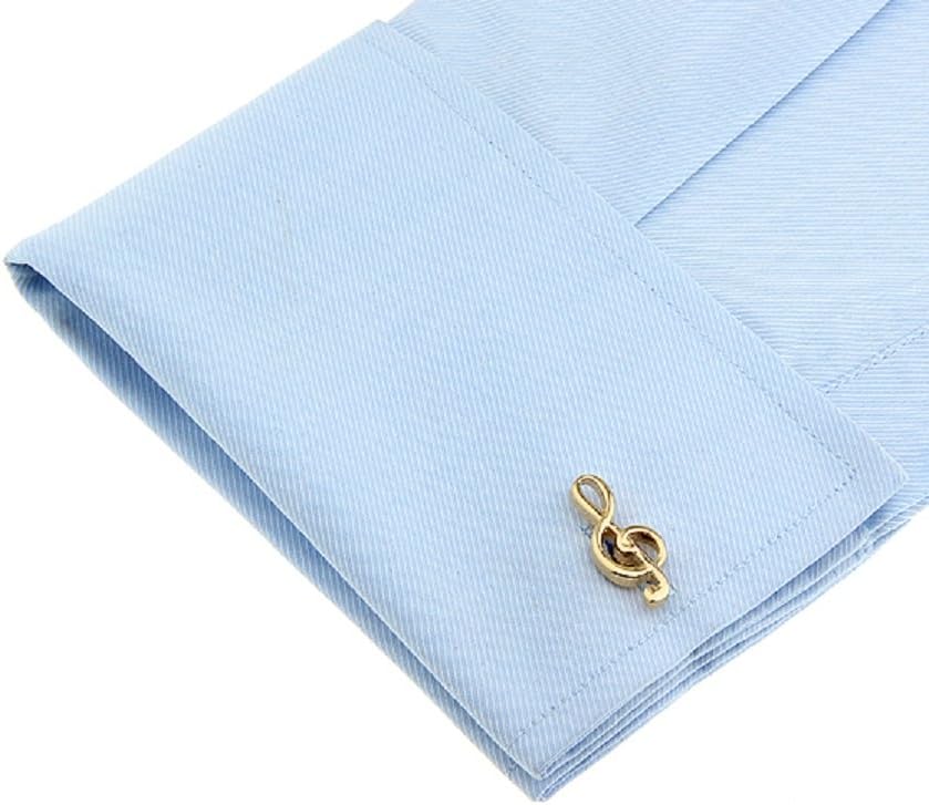 MRCUFF Treble Clef Music Note Pair Cufflinks in a Presentation Gift Box & Polishing Cloth