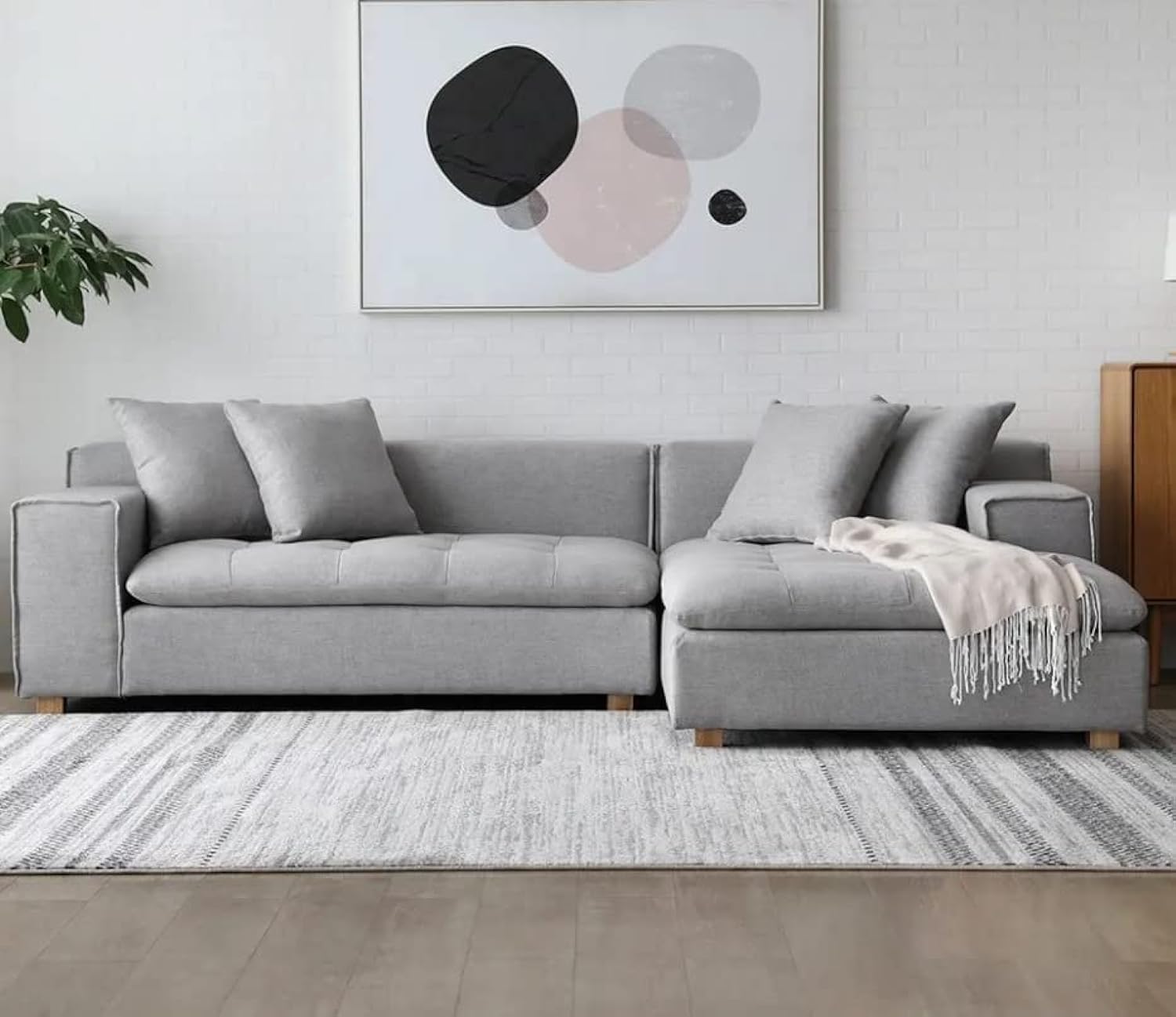 Good Luck Furniture Factory LLC Living Room Sectional Couch Sofa Set for Property Developers and Interior Decorators (Grey)
