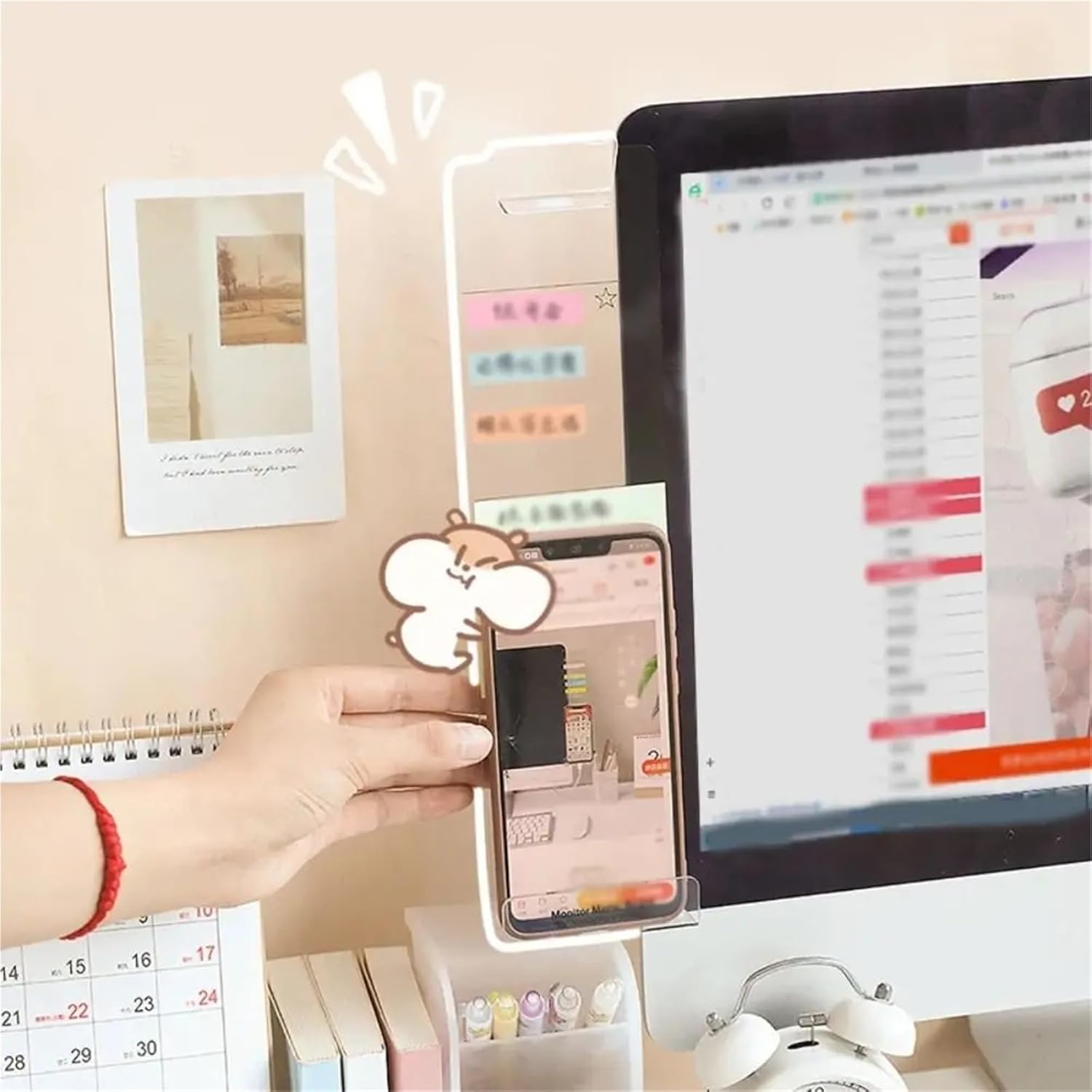 Transparent Monitor Memo Board Multi-Functional Self-Adhesive Display Message Acrylic Computer Sticky Note Office Supplies(Right)