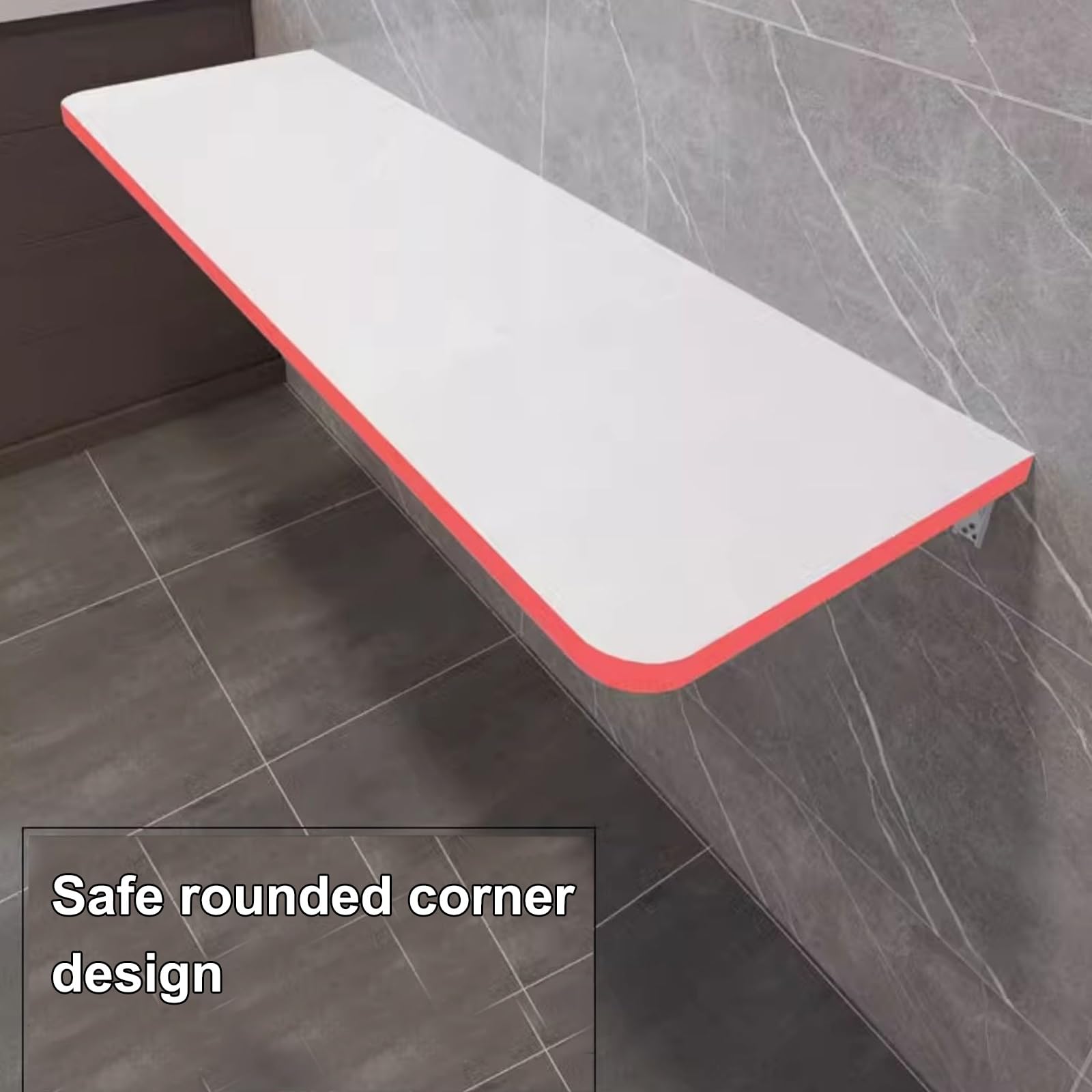 Mesa plegable de pared, soporte de metal resistente, esquinas redondeadas para cocina y dormitorio, diseño que ahorra espacio, parte superior gruesa resistente (latón, 100 x 30 cm)