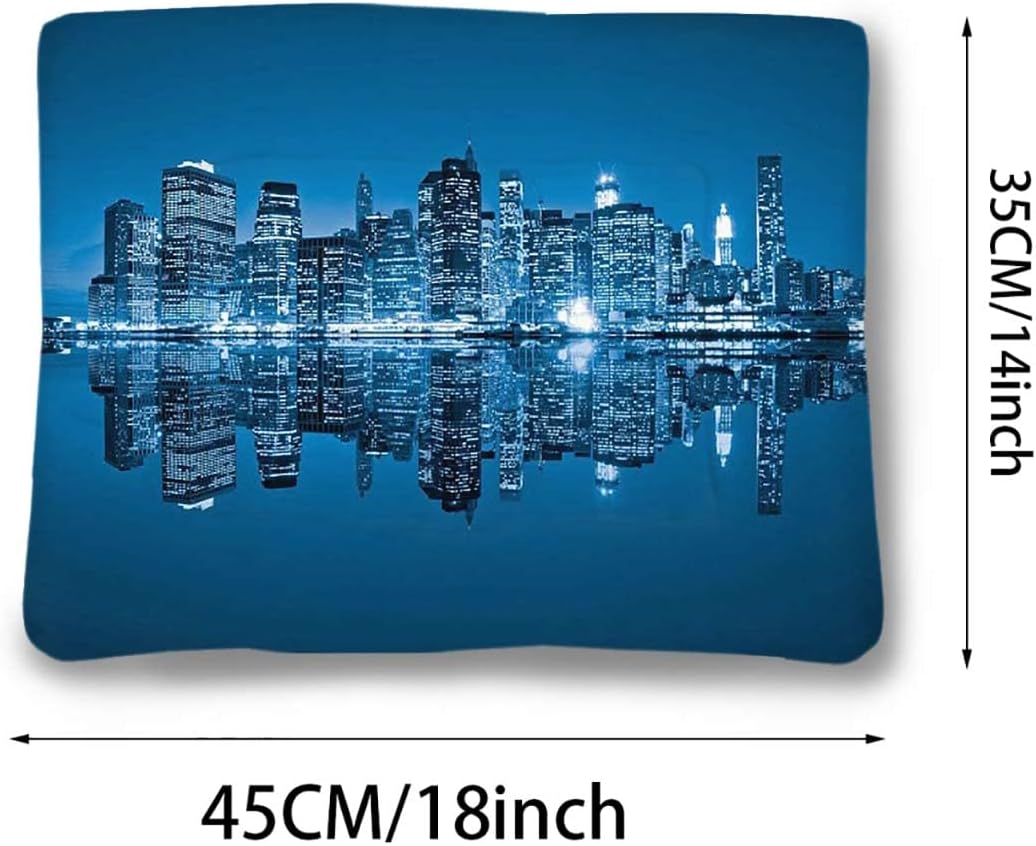 review Dark Blue Thermal Pet Mat Bed Liner Night Landscape Sleeping City Dramatic with Thermal Warming Body Heat Reflecting Core Pad,Washable Buildings 14