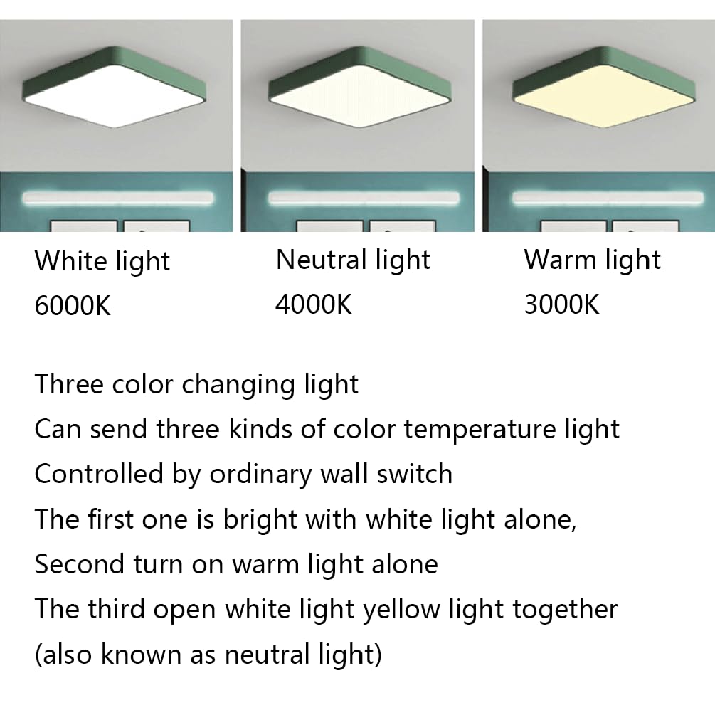 Plafon de Techo Moderna Paneles Decorativos Cuadrados de Luz Creativa para Techo 3 Luces de Techo Regulables Y Coloridas para Cocina Pasillo Lavandería Hueco de Escalera Y Sótano