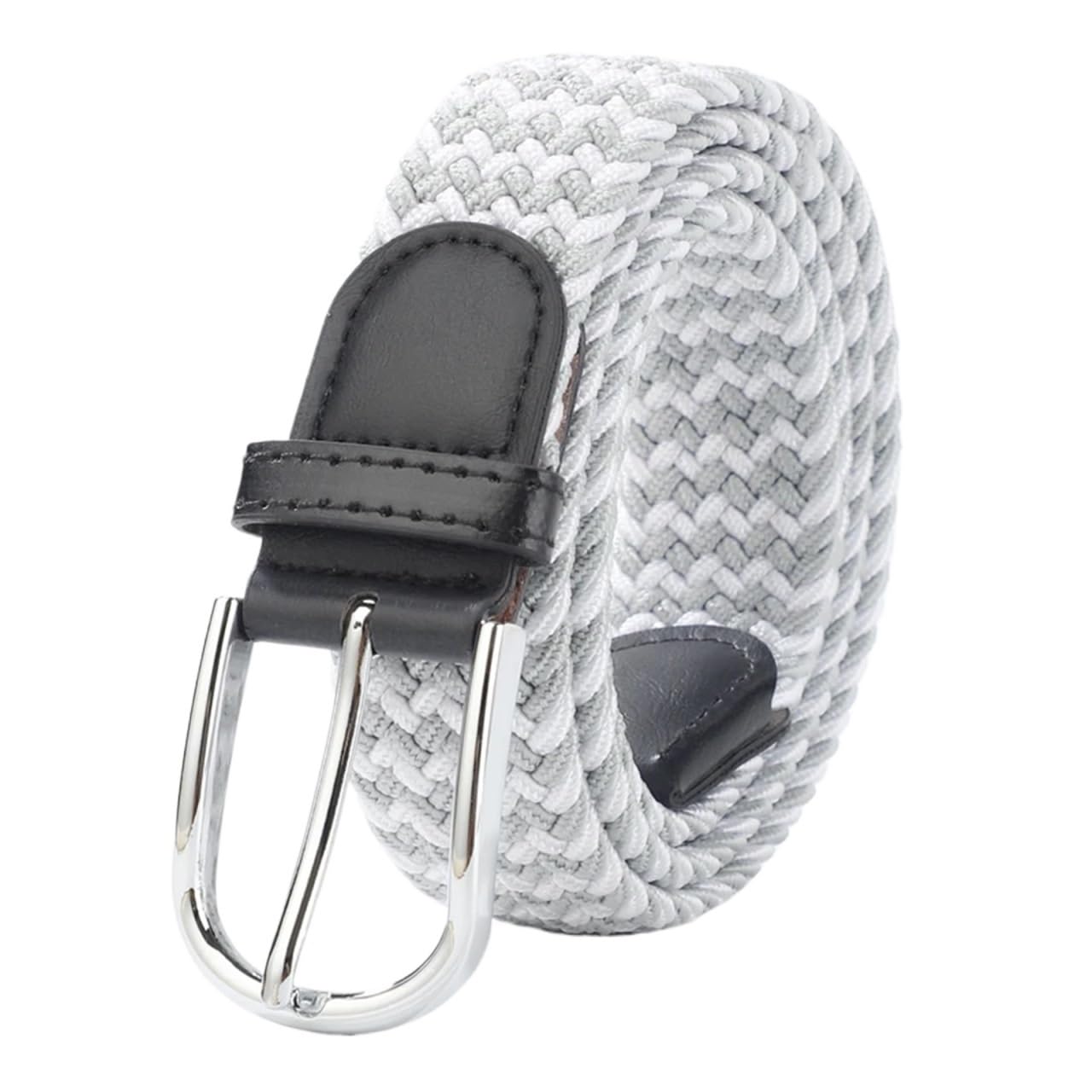 Ceinture Homme 2 pièces Ceinture Toile Ceinture Hommes Ceinture élastique Doux tissé Ceinture élastique Femmes Ceinture décontractée pour Jeans(White,125cm)