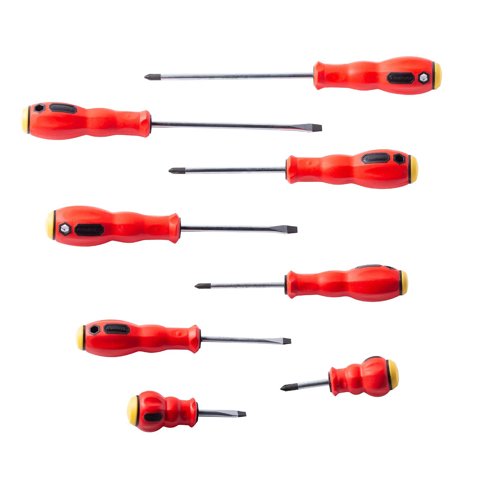 MaxPower8pcs Screwdriver Set with Oil Resistant Handle - Magnetic Flathead and Slotted Philips Screwdriver Tools Kit