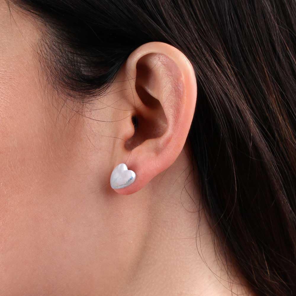 Heart - Freshwater Cultured Baroque Pearl Studs Earrings for Women, Sterling Silver Earrings - Image 2