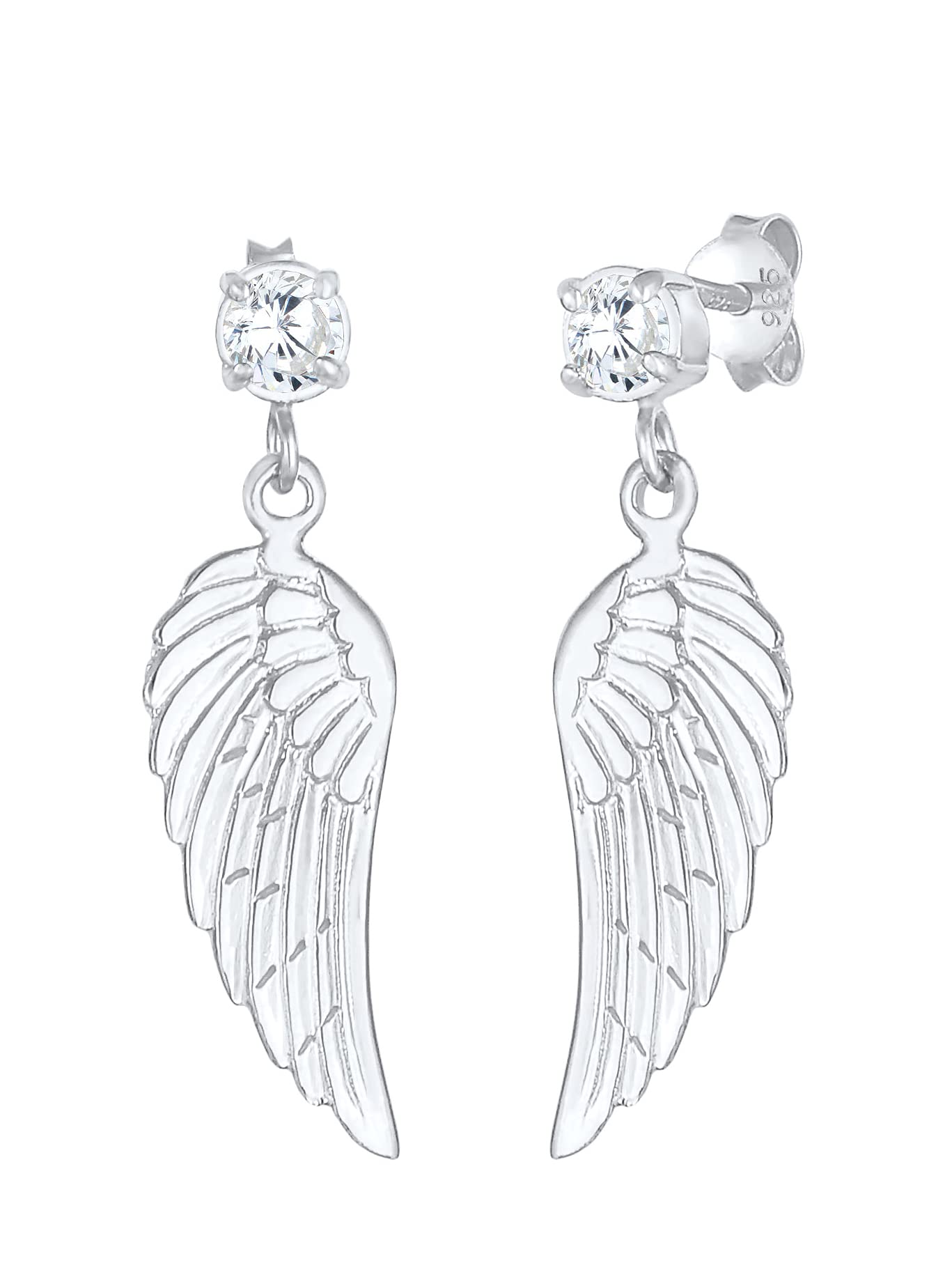 Nenalina Ohrringe Silber 925 Damen mit Engelsflügel und Zirkonia