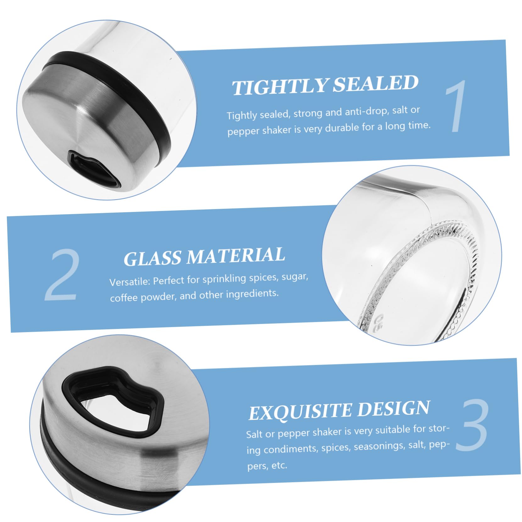 SOLUSTRE Ergonomic Pepper Shaker Salt Bottle Stainless Steel Spice Dispenser Easy to Hold Sprinkle