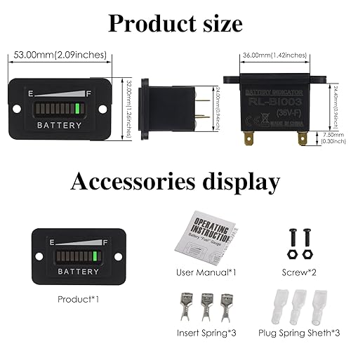 Miniatura 6 de Jayron Medidor indicador de batería de plomo ácidomedidor de capacidad de batería impermeable, alerta de descarga de batería digital LCD universal,