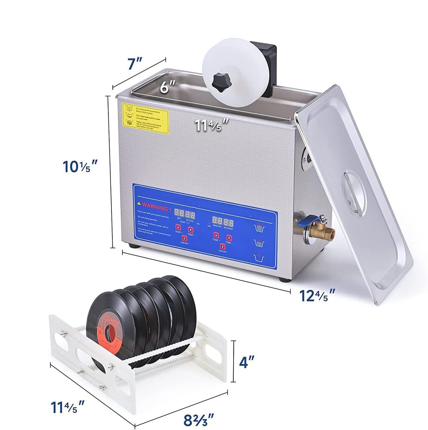 Pulitore A Ultrasuoni For Dischi In Vinile Da 6 Litri, Macchina For La Pulizia A Ultrasuoni, Pulizia Automatica Dei Dischi In Vinile A Doppia Faccia, For Pulire Professionalmente