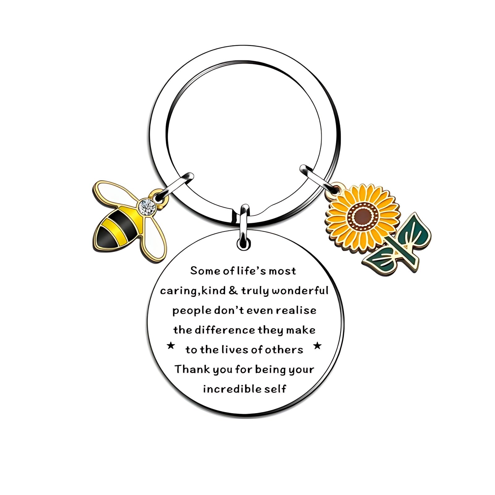 Ceegeww Unisex Silver 1 Pcs Inspirational Gifts For Women,Someone Special,Teacher Gifts,Bee-Themed Mental Health Gift Keychain Reminder,Volunteer Appreciation,Keychain Expressing Gratitude