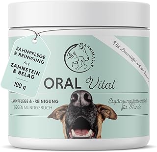 Annimally Dental Care Powder for Dogs, Remedy Against Tartar in Dogs, Natural Very Effective Teeth Cleaning for Yellow Teeth, Bad Breath and Plaque product image