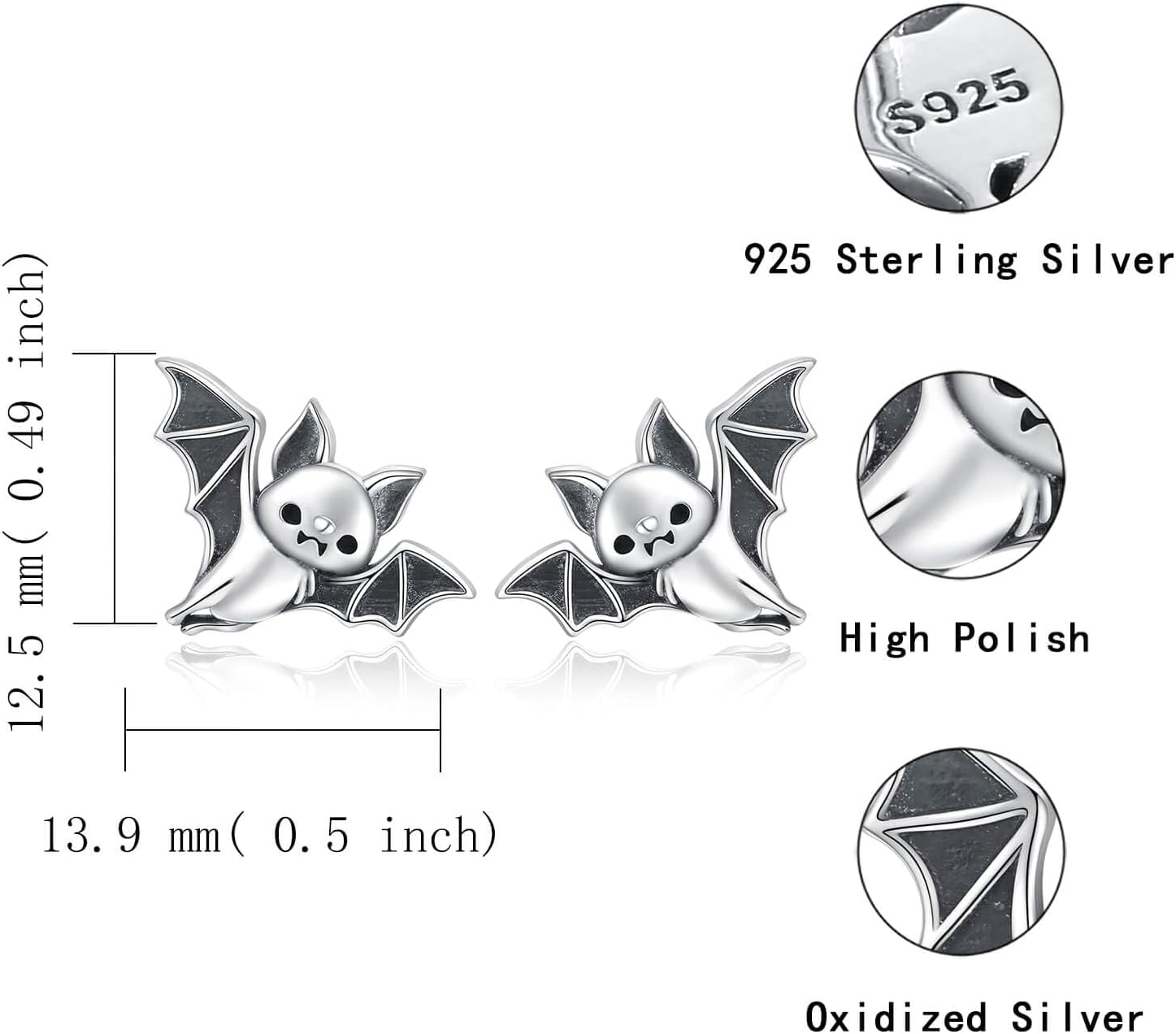 Hypoallergenic Animal Stud Earrings 925 Sterling Silver - Cute Animal Jewelry Gift for Young Ones