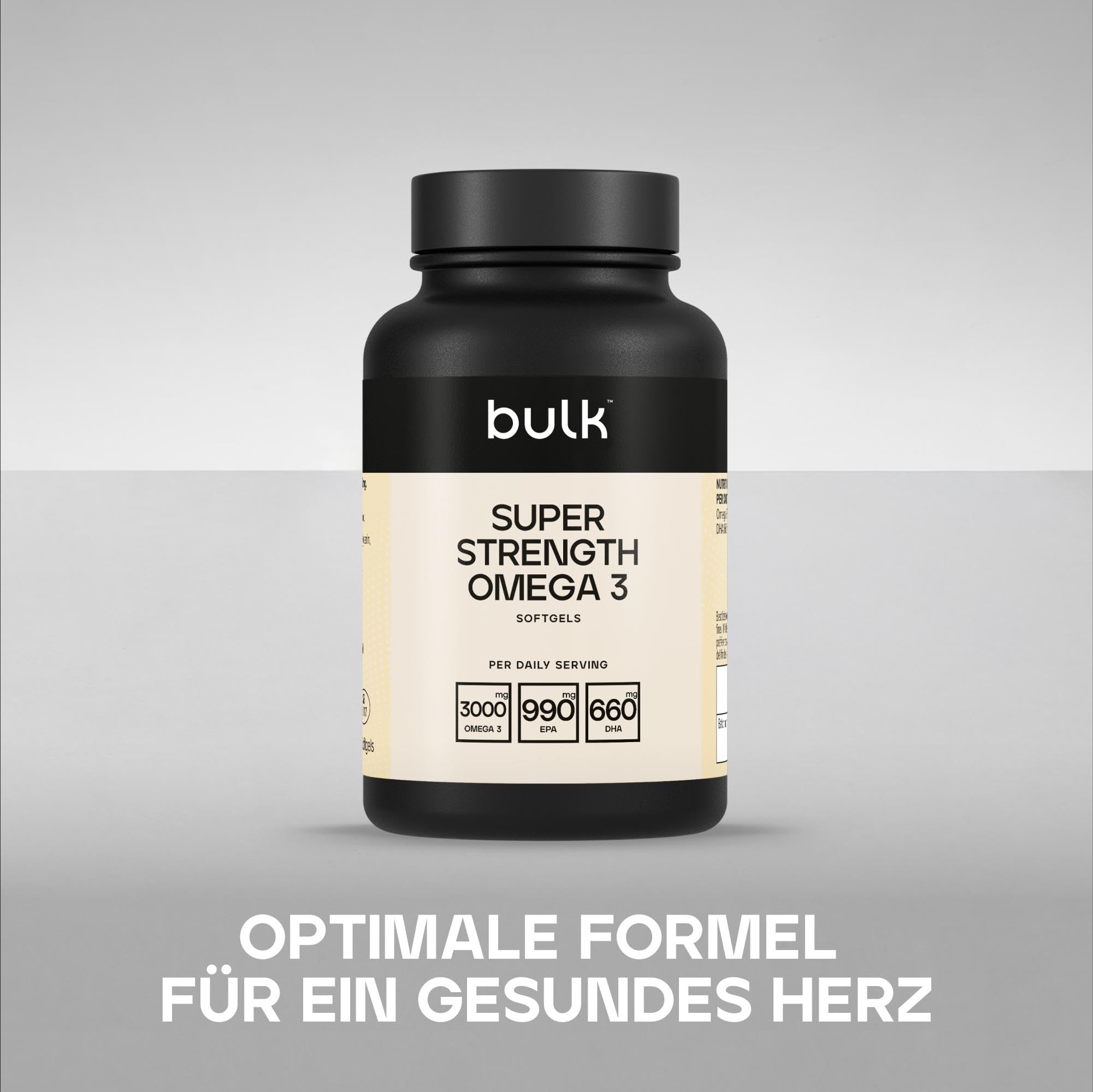 Super Strength Omega 3 = 990 mg Softgelkapseln – Softgelkapseln von Bulk Powders, 270 Softgels