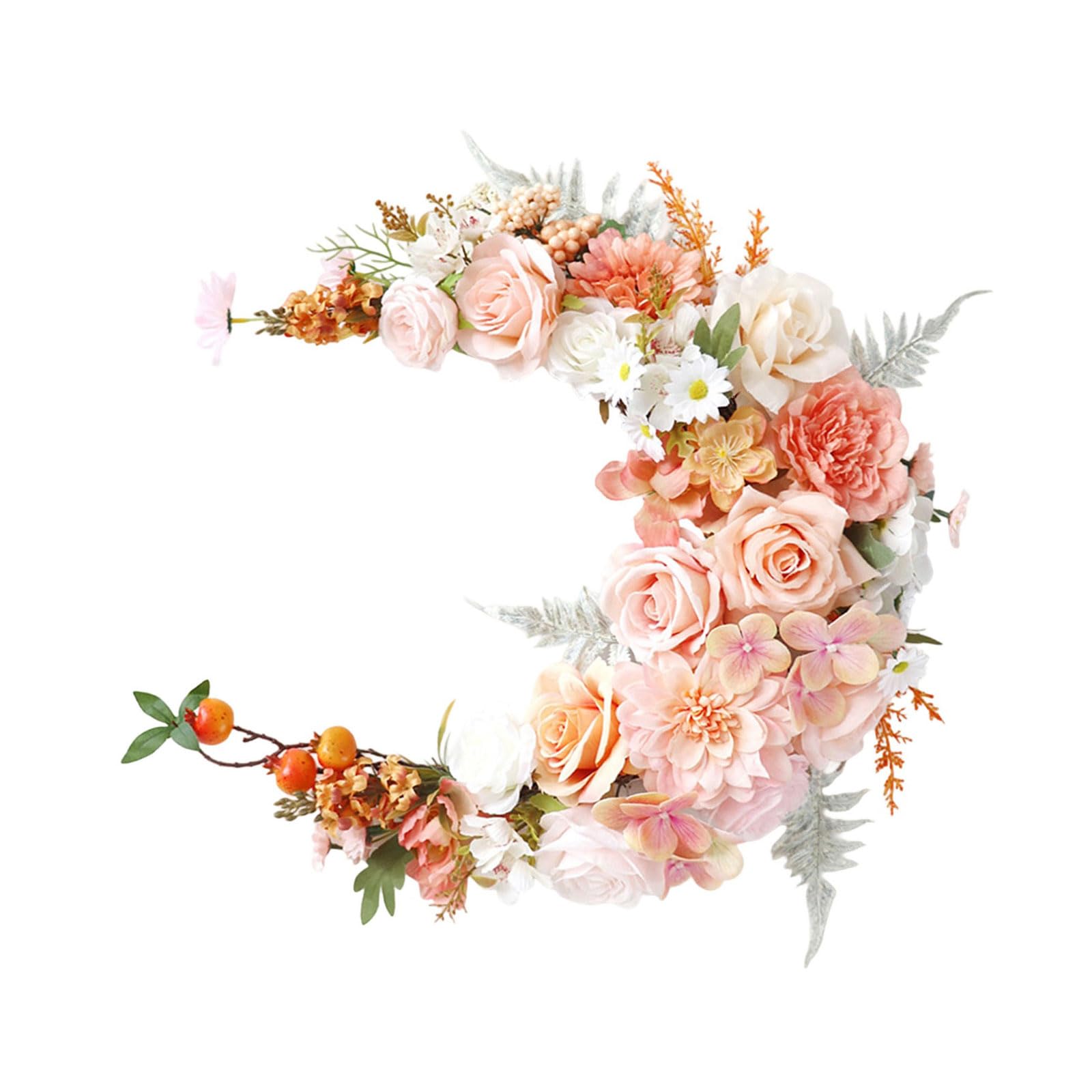 carotoe Shape Wreath Artificial Flower Wall Art for Seasonal Celebration Indoor Beautifying Party Hanging Ornament
