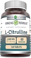 Vista 1 de Amazing Formulas L Citrulina 2000 mg por porción, 120 tabletas suplemento Suplemento de aminoácidos para hombres y mujeres Sin OMG Sin gluten