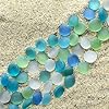 HappyFiller 1 LB Decorative Matted Sea Glass Gems Flat Marbles Gemstones,Weighted Fillers for Flower Vases,Craft Mosaics,Fishbowl Pebbles Stones,Candle Holder,Fountain Beads,Blue Green Mix #3