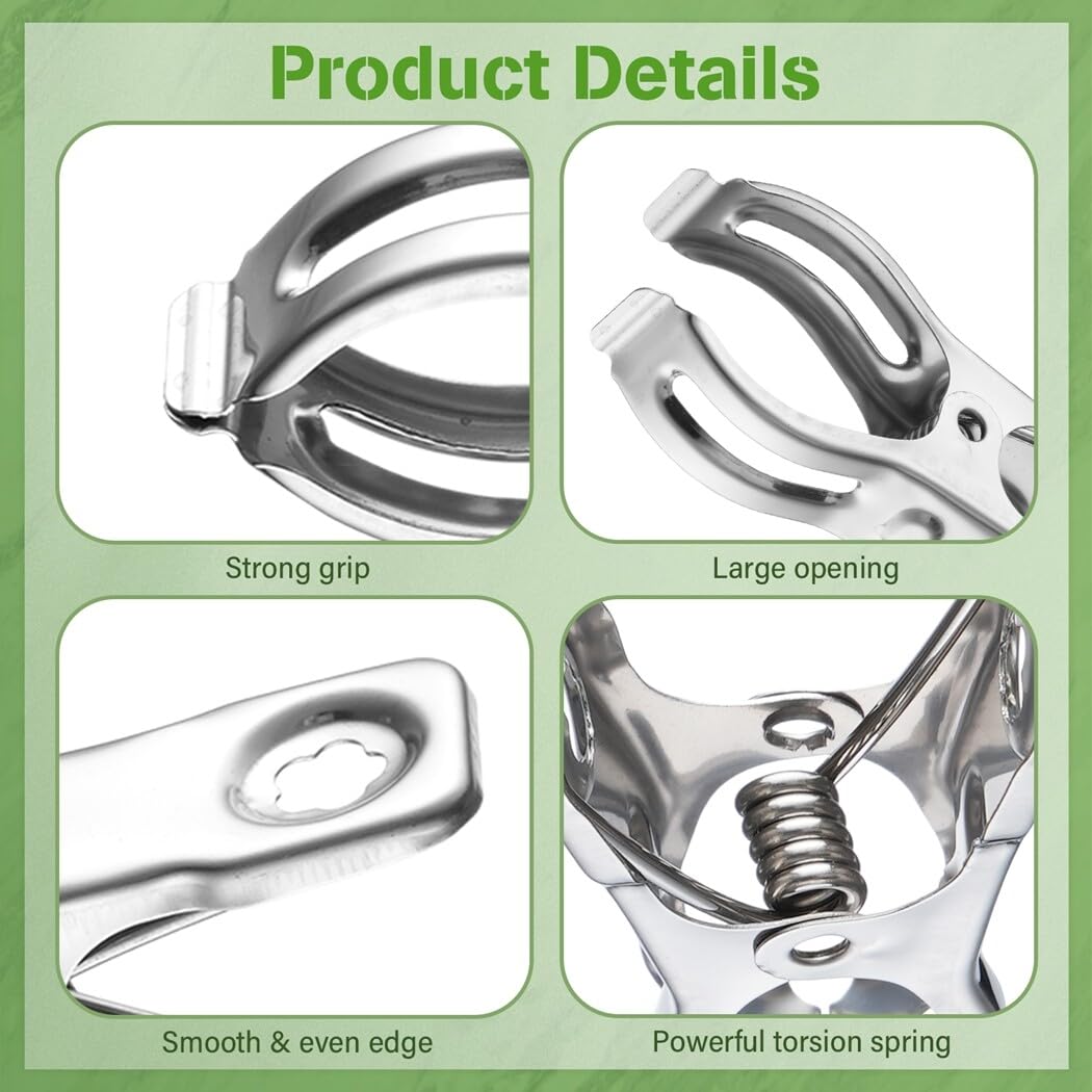 120 Stück Gartenclips, Edelstahl-Clips mit 3,1 cm Öffnung, Gewächshaus-Clips, Reifenklemmen für Schattentuch oder Pflanzenabdeckungsnetz, griffig, robust, Gewächshauszubehör