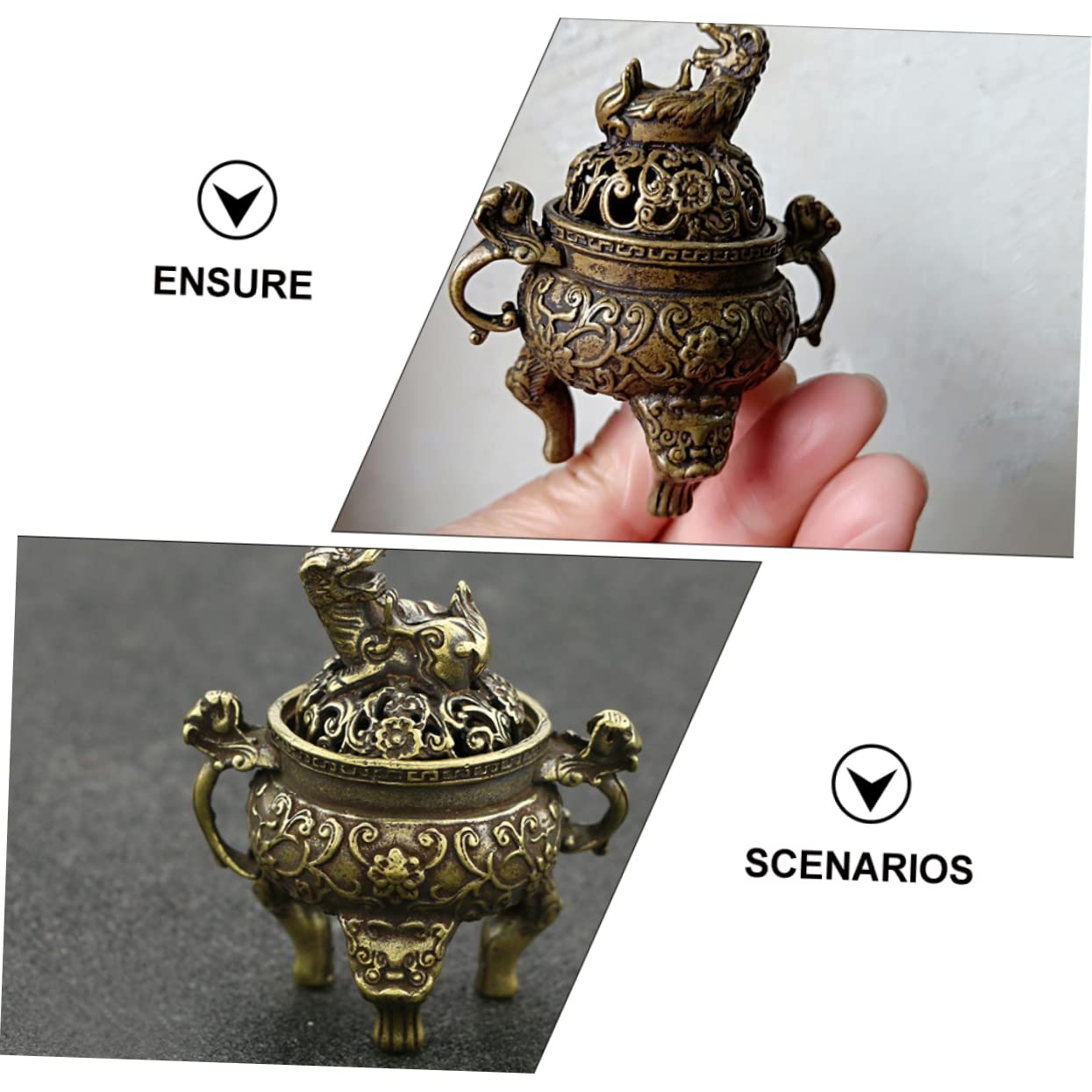 Alipis 2 STK Antiker Weihrauchbrenner Aus Messing Weihrauchbrenner-Ornament Aus Messing Schmuck Exquisites Weihrauchdekor Räuchergefäß Brown Kupfer