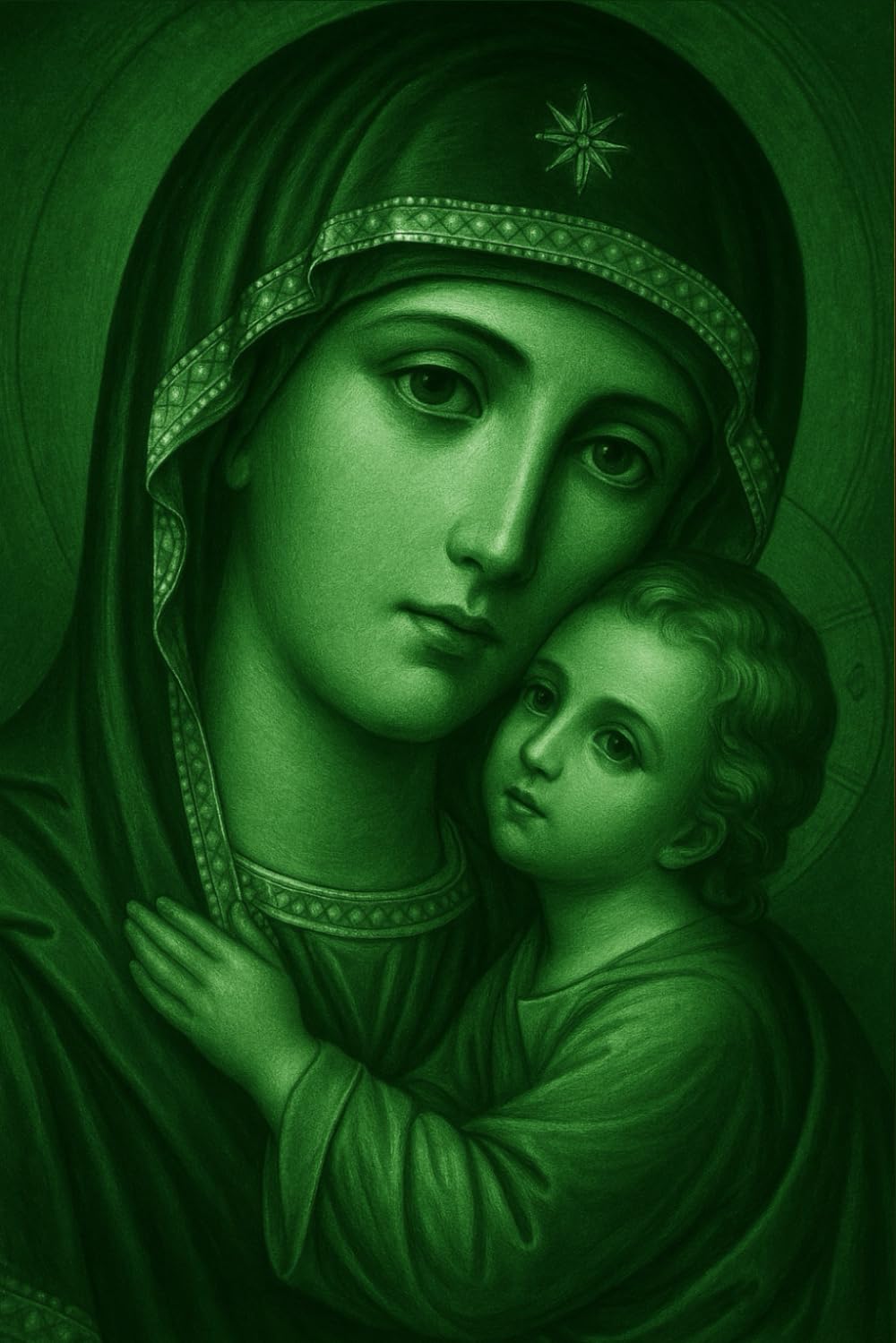 Orthodox Christian Notebook Journal Greek Icon Panagia Virgin Mary 6x9 120 pages lined green