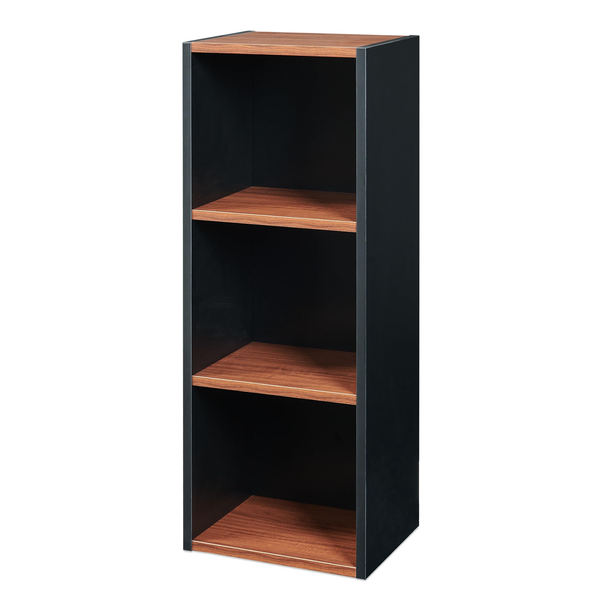[en.casa] Scaffale da Terra con 3 Scomparti Aperti Libreria Mobile Contenitore Mensola Multiuso a Ripiani per Soggiorno Ufficio Ingresso 80 x 30 x 23 cm - Nero/Effetto Noce