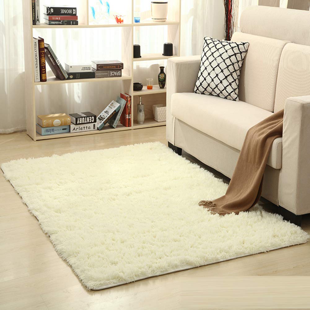 YAOTT Alfombra de Pelo Largo y Esponjoso para Dormitorio Alfombras Salón Modernas de Color Sólido Alfombra Rectangular de Felpa Suave para Niño Play Beige 1 200X300CM