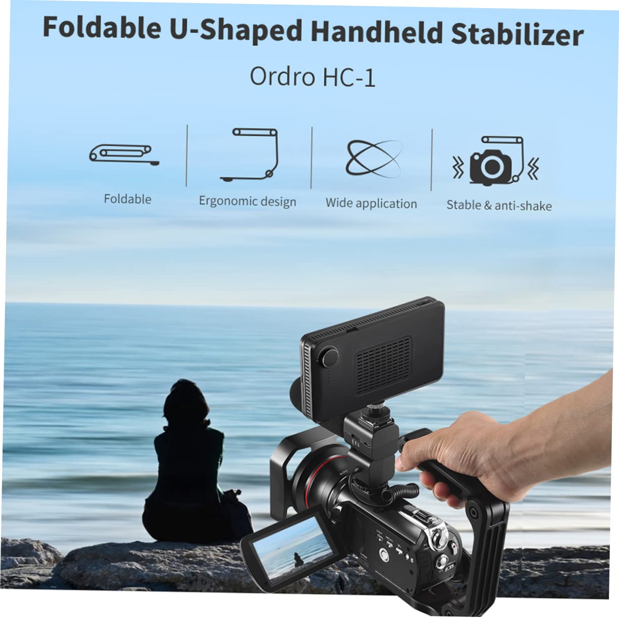 Stabilizzatore Video Manuale a U per Dslr e Camcorder Nero | Pa66 Nylon Fibra di Vetro, Scanalatura U e Foro Standard 1/4, 1 Pezzo Vite Scorrevole