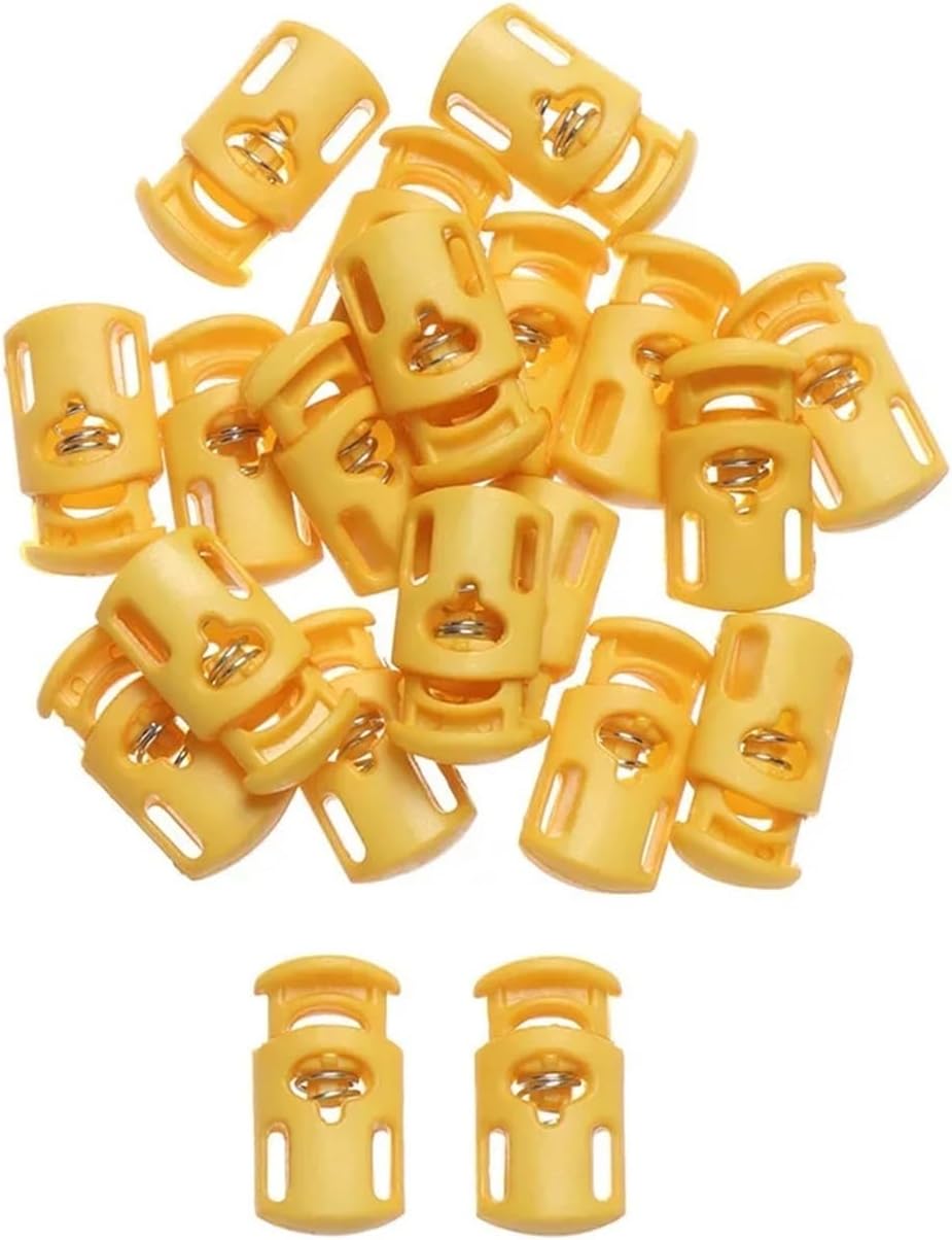 Cord Locks for Drawstrings 160pcs 28mm Plastic Cord Lock Spring Clasp Single Hole Drawstring(Yellow)