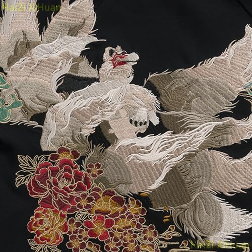 Mens Nine Tailed Fox Embroidered Hoodie Japanese Anime Hoodies Streetwear Black Hoodie Men Fashion Casual Hoodie3