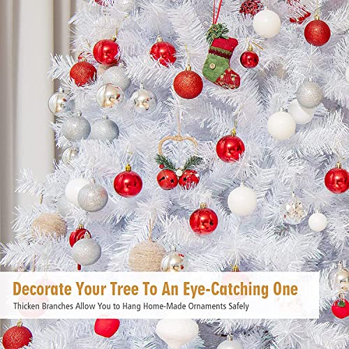 Generic Chefjoy Artificial Christmas Tree, White Christmas Tree With Iridescent Branch Tips, Sturdy Metal Stand, Full Xmas Pine Tree, Holiday Decoration For Home, Office, Shop, Party, Easy Assembly #TOP4