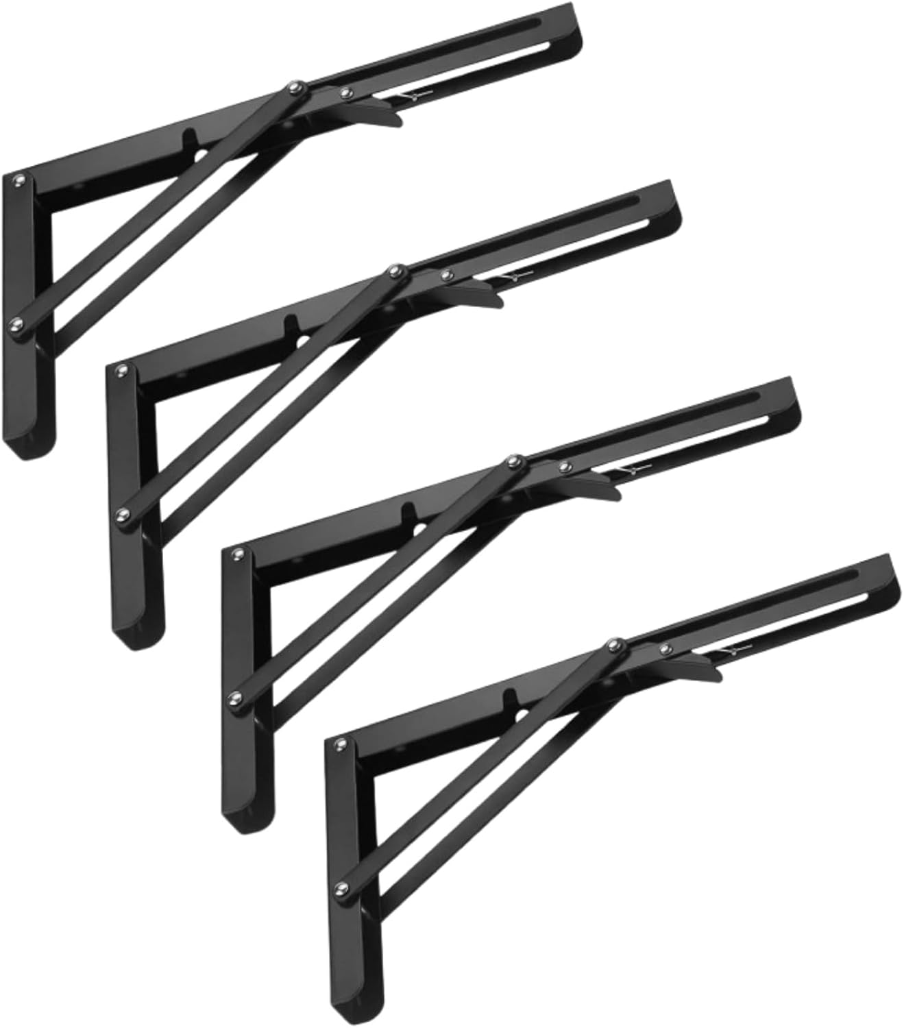 RHBLME 4 Pack Folding Shelf Brackets, 14 Inch Folding Brackets Folding Shelf Brackets Heavy Duty, Max Load 300 lb, Cold Rolled Steel Countertop Extension Fold Down with Mounting Screws