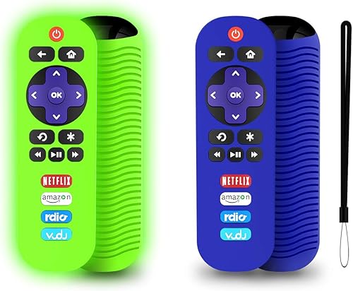 Vista 15 de Paquete de 2 fundas de silicona para control remoto TCL Roku TV RC280, repuesto universal, ligero, a prueba de golpes, TCL Roku TV, con cordón