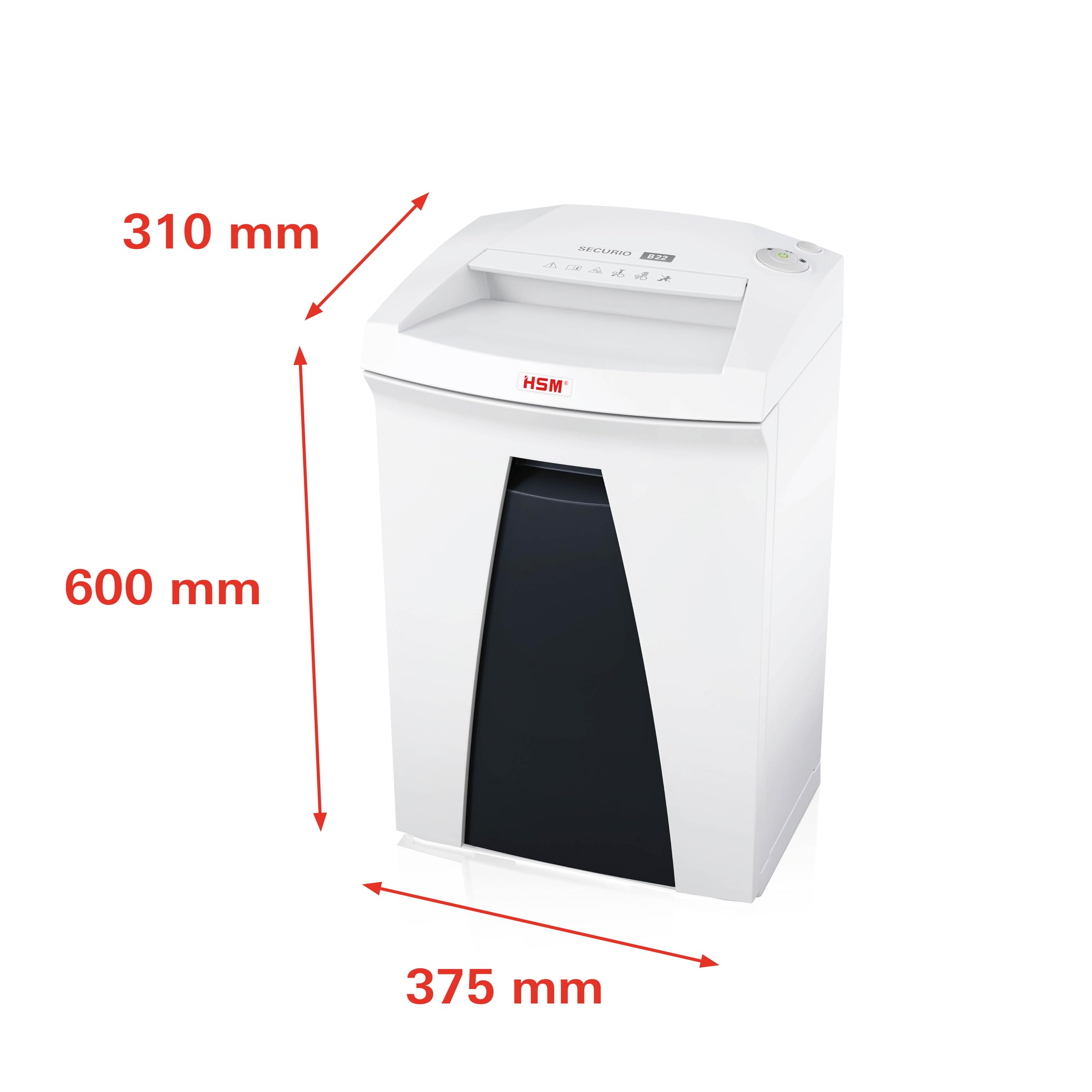 HSM SECURIO B22 Aktenvernichter I Streifenschnitt 3,9 mm I 15 Blatt | Sicherheitsstufe P-2 I Office Schredder für Papier, Kreditkarten, Heft- und Büroklammern I 33l Behälter I 5 Jahre Garantie