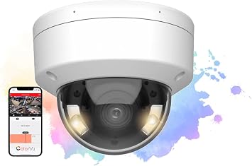 8MP 24/7 Full Color Night View Smart Color Dome Network IP PoE Camera H.265+ Indoor and Outdoor Built-in Mic 2.8mm Wide Angle Lens Compatible with Hikvision DS-2CD2187G2-LSU