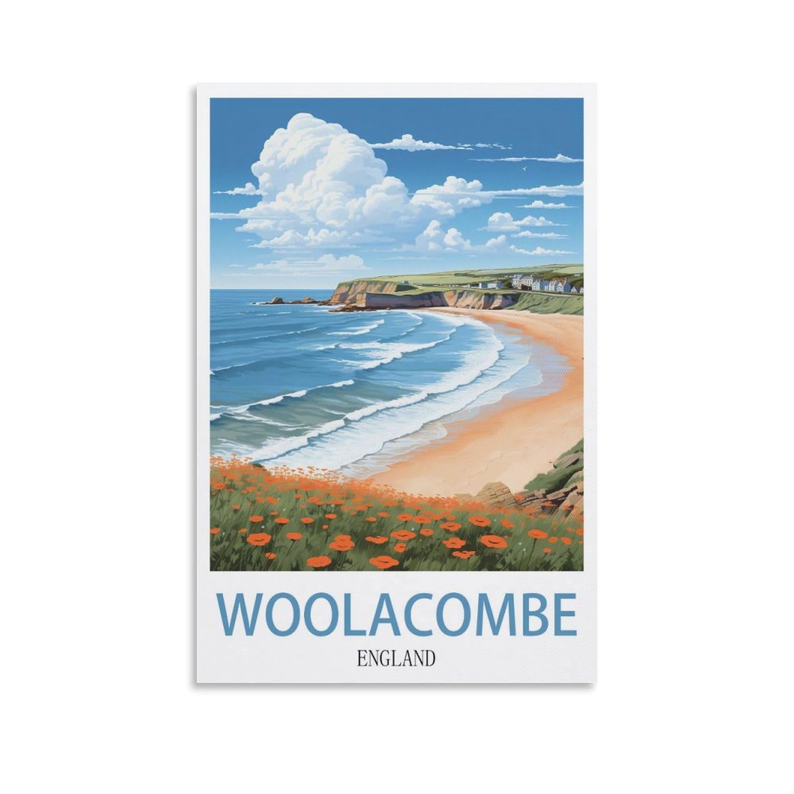 EZMLFA DIY 5D Diamond Painting Kits for Adults,Woolacombe England DIY Diamond Art Kits Gem Painting Crafts for Home Wall Decor 40x50cm